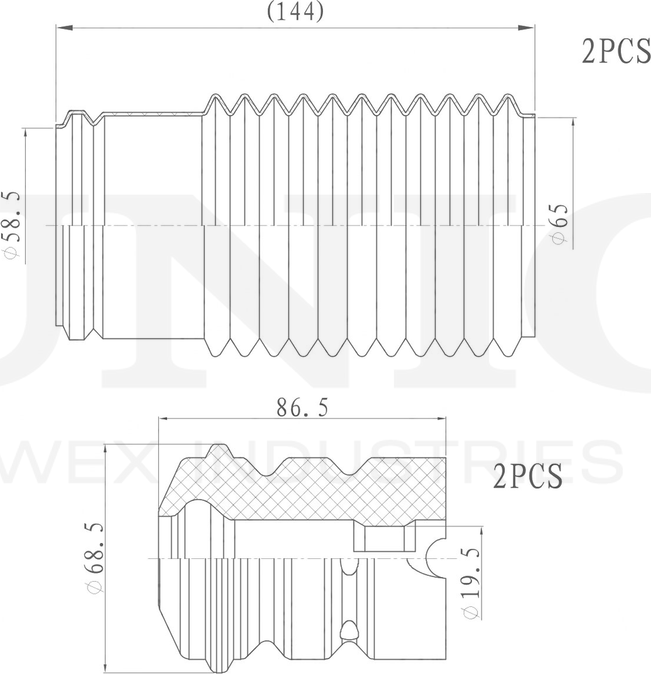 Отбойник и пыльник амортизатора, комплект (Unio). Артикул DUC-50056