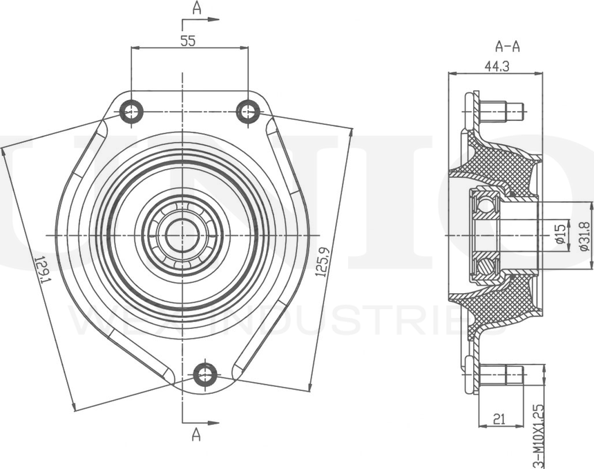 Опора амортизационной стойки (Unio). Артикул RMP-13135