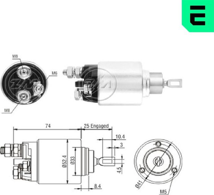 Втягивающее реле стартера Era. Артикул ZM1381