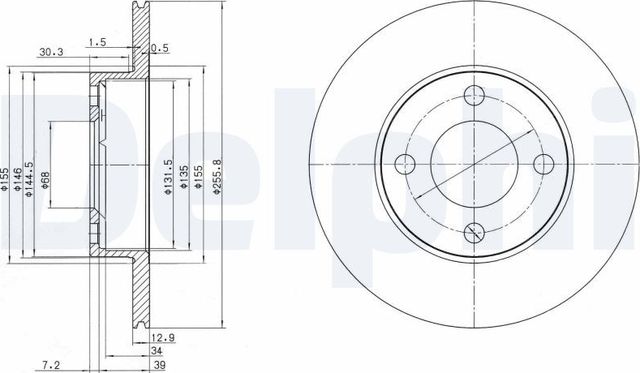 Тормозной диск Delphi передний для Audi 80 IV (B3) 1986-1991. Артикул BG2215