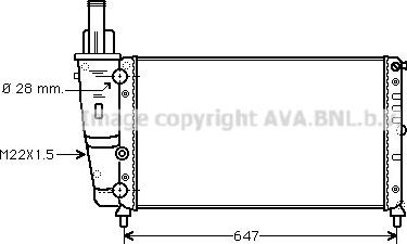 Радиатор охлаждения двигателя AVA для Fiat Punto I 1993-2000. Артикул FTA2140