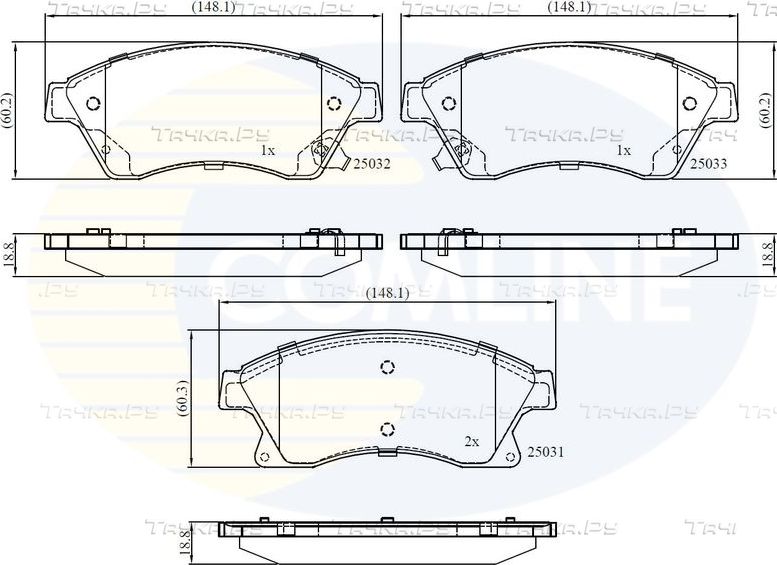 Тормозные колодки Comline Comline передние для Chevrolet Cruze II 2012-2026. Артикул CBP32038