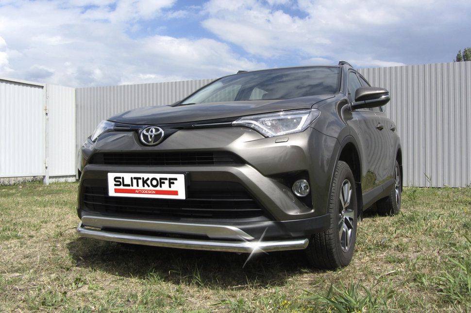 Защита Slitkoff переднего бампера d57 для Toyota RAV4 IV рестайлинг 2015-2019. Артикул TR415-002