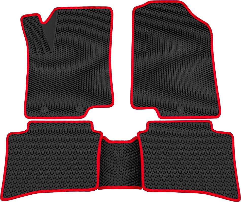 Коврики Rezkon 3D EVA Ромб резиновые для салона Kia Rio III 2011-2017 Красный кант. Артикул 9221020204