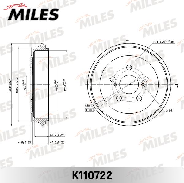 Тормозной барабан Miles. Артикул K110722