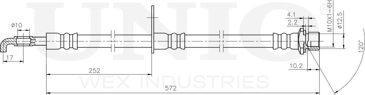 Шланг тормозной (Unio). Артикул BRH-10101