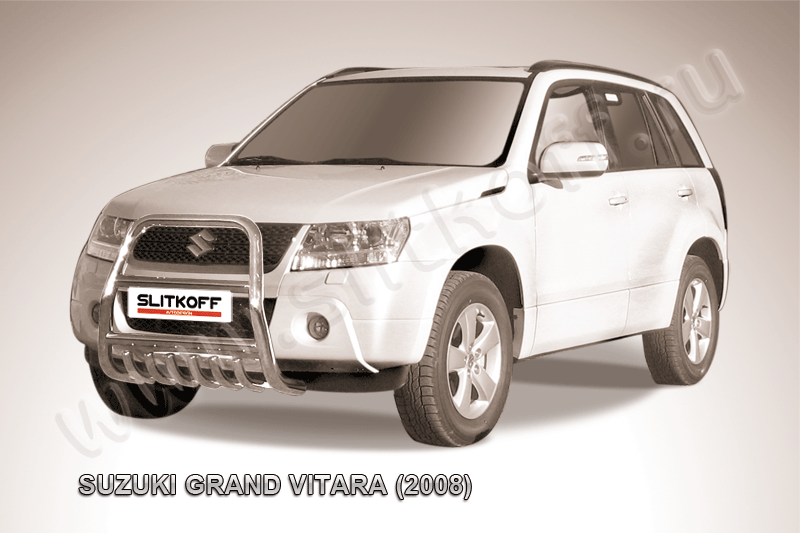 Кенгурятник Slitkoff d57 высокий с защитой картера для Suzuki Grand Vitara III 5-дв. 2008-2012. Артикул SGV08003