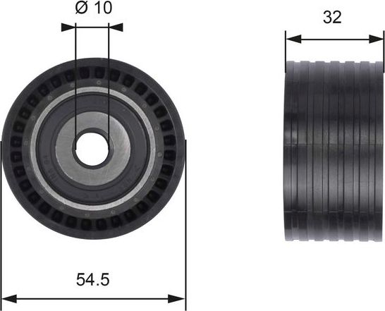 Направляющий (ведущий) ролик ремня ГРМ Gates (полимерный материал). Артикул T41237