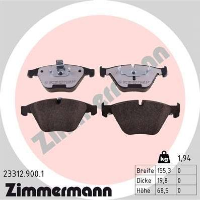 Тормозные колодки Zimmermann rd:z передние для BMW 6 II (E63/E64) 2003-2010. Артикул 23312.900.1