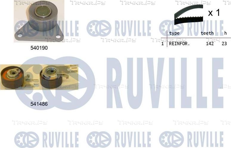 Ремень ГРМ с роликами (комплект) Ruville для Volvo XC60 I 2014-2017. Артикул 550364
