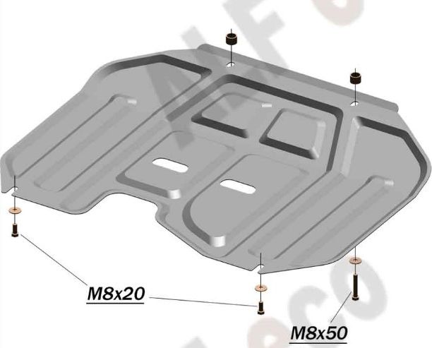 Защита алюминиевая Alfeco для картера и КПП (малая) Hyundai ix35 2010-2015. Артикул ALF.11.24 AL4