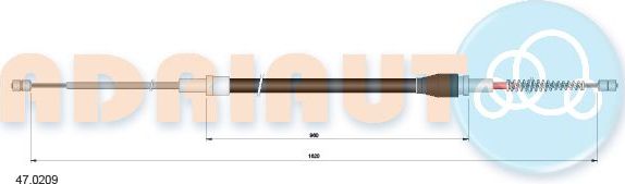 Трос ручника (тросик ручного тормоза) Adriauto. Артикул 47.0209