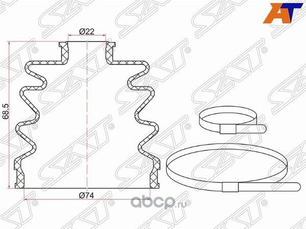 Пыльник шруса  2 хомута. резина (SAT). Артикул C1045