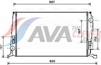 Радиатор охлаждения двигателя AVA. Артикул DAA2005