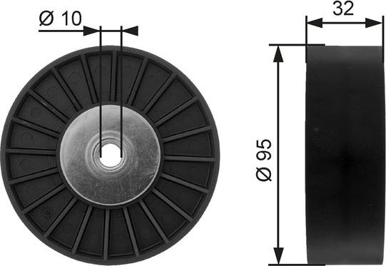 Направляющий (ведущий) ролик приводного поликлинового ремня Gates FleetRunner™ для Saab 9-5 I 2001-2009. Артикул T36135