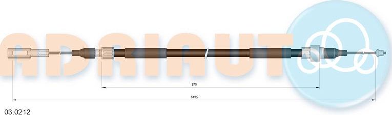 Трос ручника (тросик ручного тормоза) Adriauto. Артикул 03.0212