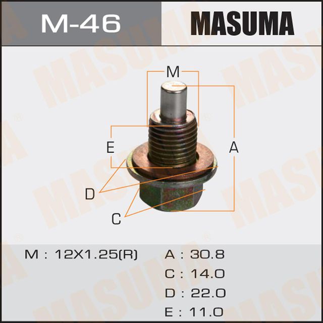 Сливная пробка масляного поддона двигателя Masuma для Nissan Terrano III (D10) 2015-2024. Артикул M-46