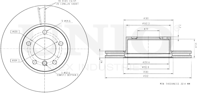 Диск тормозной (Unio). Артикул BRD-20317