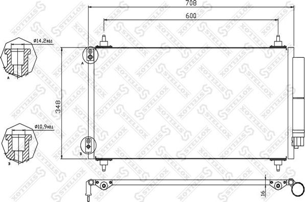 Радиатор кондиционера (конденсатор) Stellox для Citroen C8 I 2002-2014. Артикул 10-45410-SX