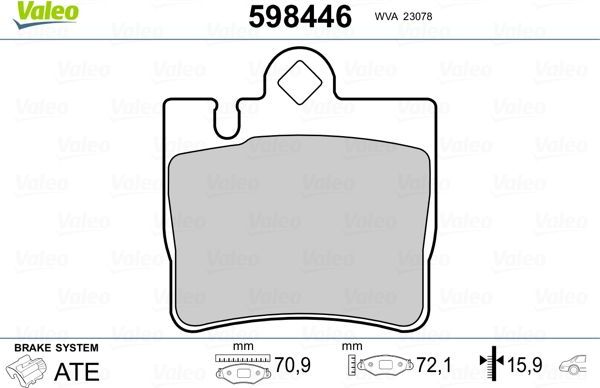 Тормозные колодки Valeo. Артикул 598446
