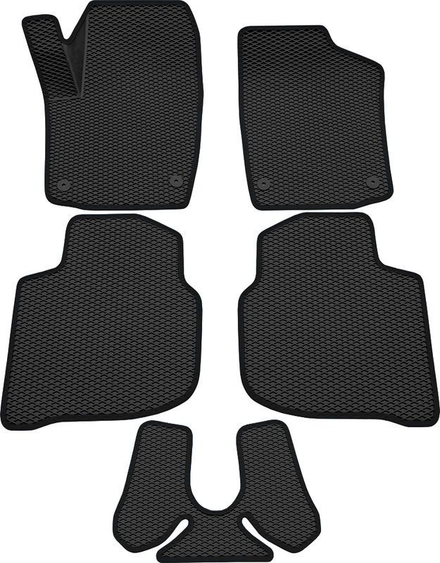 Коврики Rezkon 3D EVA Ромб резиновые для салона Volkswagen Polo VI 2020-2026 Черный кант. Артикул 9235020201