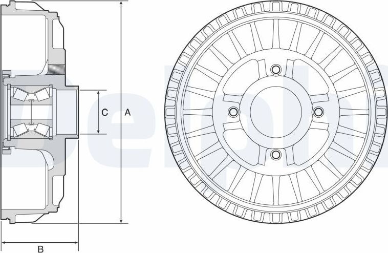 Тормозной барабан Delphi задний для Renault Sandero II 2013-2026. Артикул BFR621