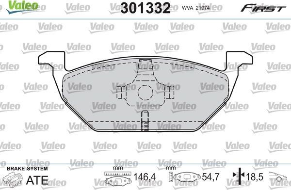 Тормозные колодки Valeo First. Артикул 301332
