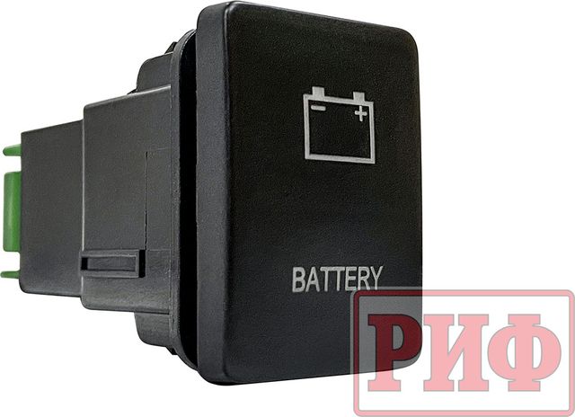 Кнопка РИФ включения/выключения BATTERY 32x22 с белой подсветкой для Toyota Highlander III 2014-2026. Артикул RIF22-1-1104304