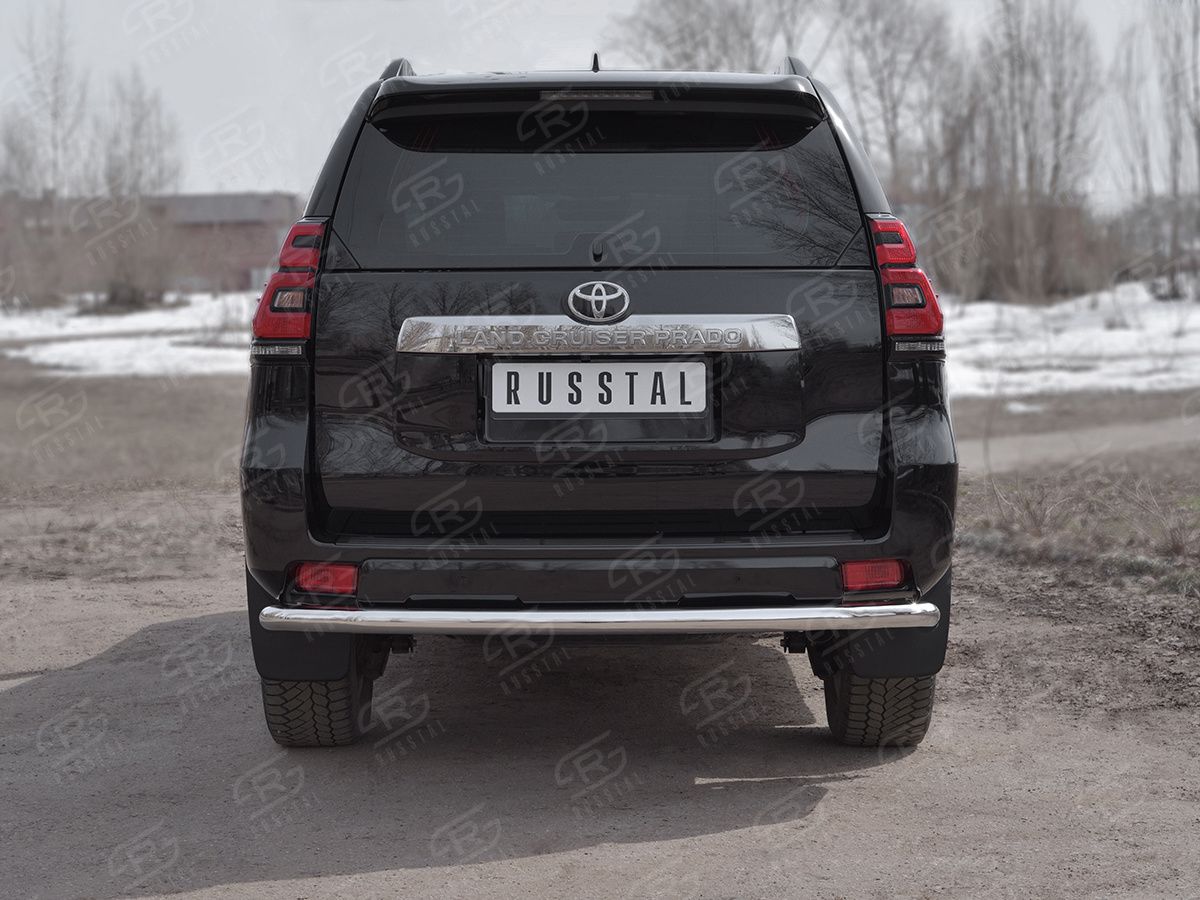 Защита RusStal заднего бампера d63 секции для Toyota Land Cruiser Prado 150 2й Рестайлинг (кроме Style) 2017-2026. Артикул LCPZ-002867