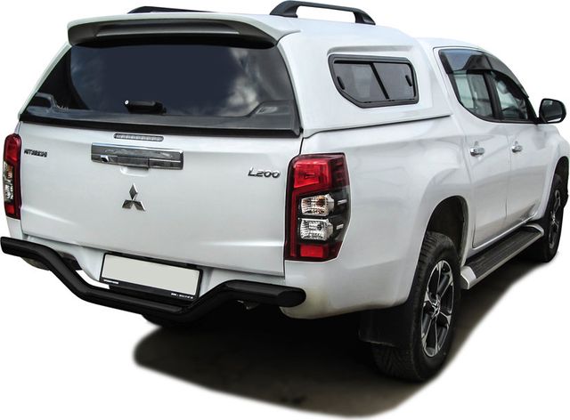 Защита Slitkoff задняя d76 волна без бампера для Mitsubishi L200 V рестайлинг 2018-2026 ЧЕРНАЯ матовая. Артикул ML18-011B