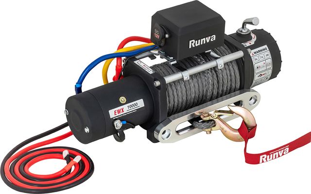 Лебёдка электрическая 12V Runva 4500 кг (синтетический трос). Артикул EWX10000SSR