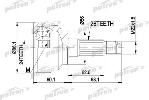 Шрус наружный (граната) Patron для Mazda 323 V (BA) 1994-1998. Артикул PCV3025