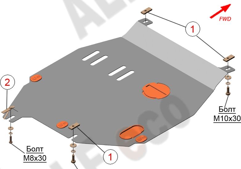 Защита алюминиевая Alfeco для картера и КПП Honda Airwave 4WD 2004-2008. Артикул ALF.09.40al
