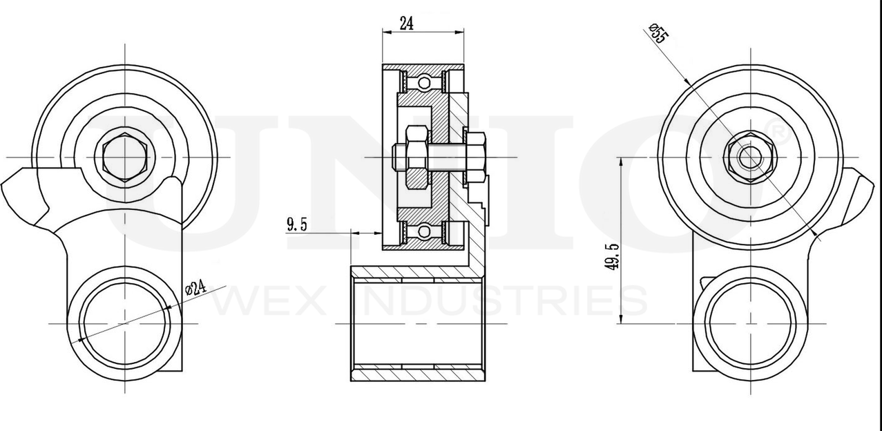 Ролик зубчатого ремня ГРМ натяжной (Unio). Артикул TNS-10250