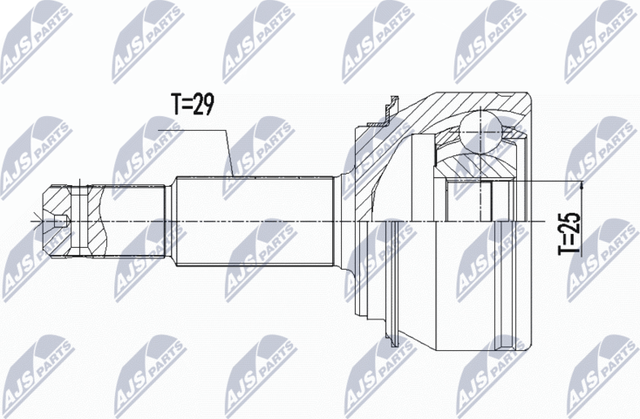 Шрус наружный (граната) NTY для Renault Kadjar I 2015-2026. Артикул NPZ-RE-061