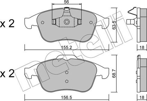 Тормозные колодки Metelli передние для Renault Laguna III 2008-2015. Артикул 22-0803-1