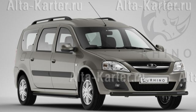 Защита порогов RusStal труба d63 (вариант 1) для Lada Largus 2012-2026. Артикул LLTBR-0021551CH