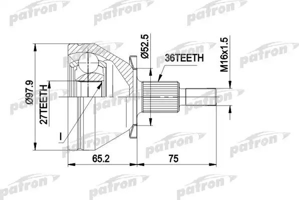 Шрус наружный (граната) Patron для Audi S3 I (8L) 1999-2003. Артикул PCV1428