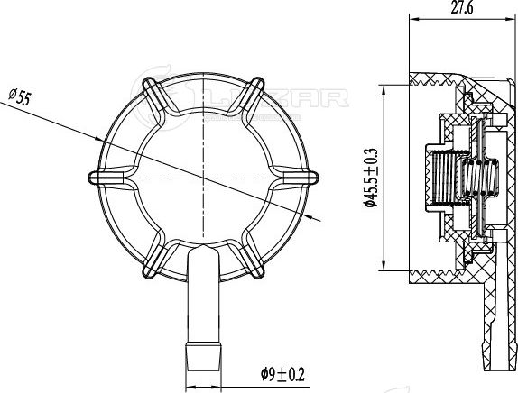 крышка (пробка) расширительного бачка LUZAR для а/м MAN TGA (02-)/TGS (07-)/TGX Luzar (полимерный материал). Артикул LL 1201