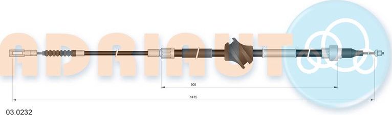 Трос ручника (тросик ручного тормоза) Adriauto. Артикул 03.0232