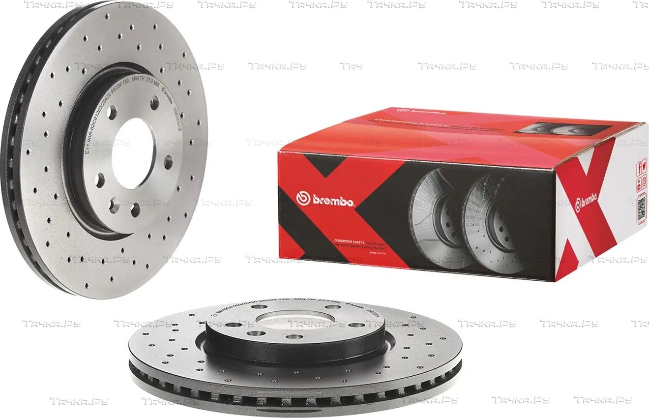 Тормозной диск Brembo XTRA передний для Opel Astra H 2005-2014. Артикул 09.B356.1X
