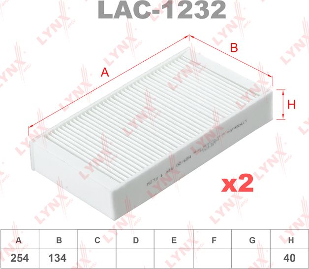 Салонный фильтр LYNXauto. Артикул LAC-1232