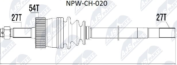 Полуось (привод в сборе, приводной вал) NTY передняя левая для Jeep Grand Cherokee I (ZJ) 1991-1999. Артикул NPW-CH-020