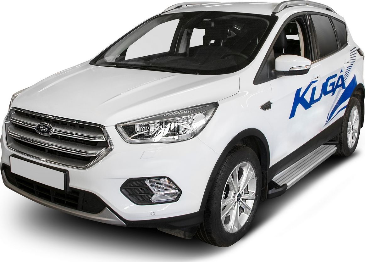 Пороги алюминиевые Rival Silver для Ford Kuga II рестайлинг 2016-2019. Артикул F180AL.1804.2