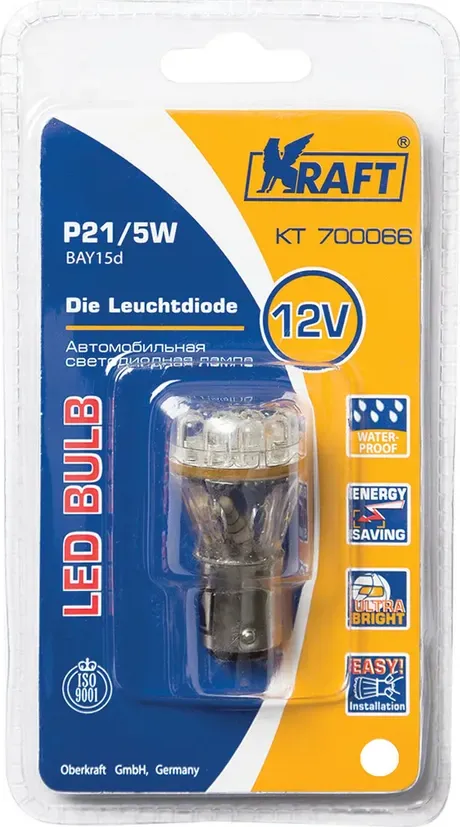 Лампа светодиодная 12V P21/5W 21/5W BAY15d KRAFT 1 шт. картон KT700066. Артикул KT700066