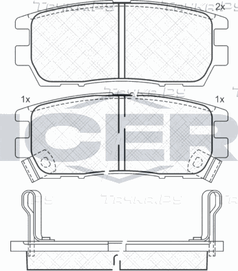 Тормозные колодки Icer задние для Mitsubishi Pajero II 1990-2000. Артикул 140980