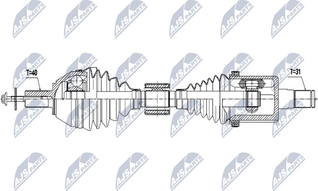 Полуось (привод в сборе, приводной вал) NTY передняя левая для Volvo S60 II 2010-2015. Артикул NPW-VV-115