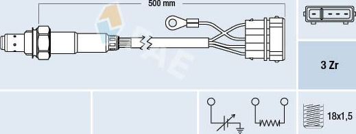 Лямбда-зонд (кислородный датчик) FAE для SEAT Cordoba I 1993-2002. Артикул 77110