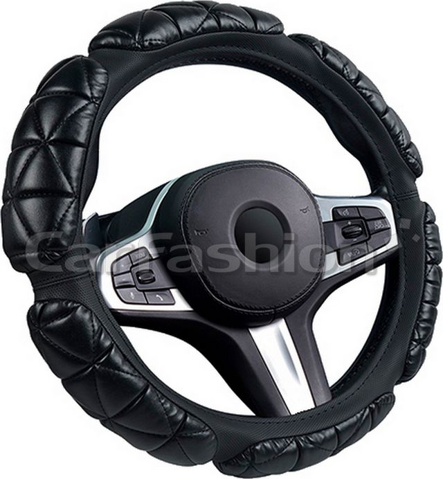 Оплётка на руль CarFashion Balloon (размер M, экокожа, цвет ЧЕРНЫЙ/ЧЕРНЫЙ). Артикул 31645
