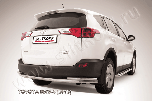 Защита Slitkoff заднего бампера d57/42 двойная для Toyota RAV4 IV 2013-2015. Артикул TR413-009